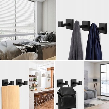 4x САМОКЛЕЯЩАЯСЯ ВЕШАЛКА, КРЮЧОК ДЛЯ ПОЛУЧЕНИЯ, ЧЕРНЫЙ LOFT, ЛЕНТА 3М