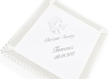 Piękna szatka do chrztu personalizacja SODALIT wzory biała BOHO Chrzest A