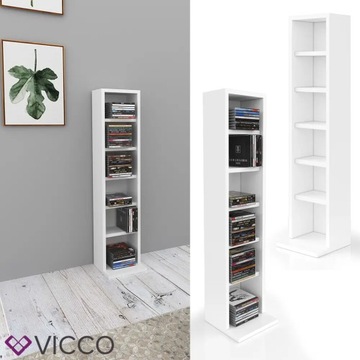 REGAŁ NA PŁYTY CD VICCO, 6 PÓŁEK, KOLOR BIAŁY