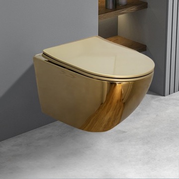 ПОДВЕСНОЙ УНИТАЗ БЕЗОБОДКИ MIZU ЗОЛОТОЙ БЛЕСК МЕДЛЕННО ЗАКРЫВАЮЩЕЕСЯ СИДЕНЬЕ ДЮРОПЛАСТ