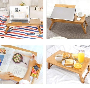 STOLIK POD LAPTOPA DO ŁÓŻKA SKŁADANY MOBILNY REGULOWANY BAMBOO ŚNIADANIOWY