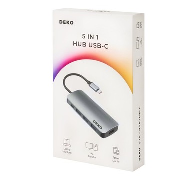 Концентратор Usb C Док-станция 5 в 1 100 Вт HDMI 4K 60 Гц 3xUSB DEKO Lite