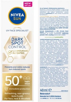 Nivea Sun Dark Spot Control Sun Fluid SPF50+ Крем 40 мл