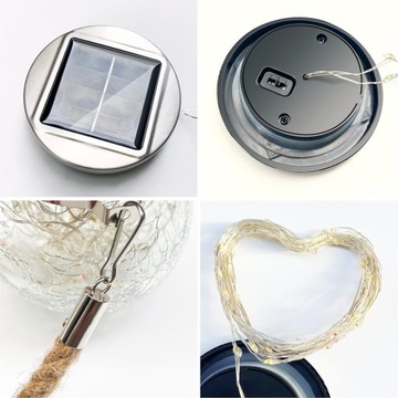 2шт ПОДВЕСНАЯ СОЛНЕЧНАЯ ЛАМПА ДЛЯ НАРУЖНОГО ИСПОЛЬЗОВАНИЯ, СТЕКЛЯННЫЙ ШАР 400 МАч