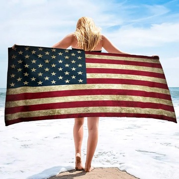 Ręcznik plażowy kąpielowy 100x180 Flaga ameryki USA lekki