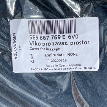 POLIČKA KUFRU 5E5867769E ČERNÁ 6V0 OCTAVIA