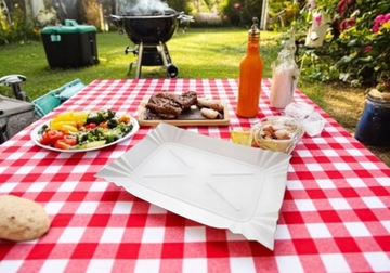 Одноразовые пластины с бумажными лотками для барбекю 100 шт. 14x25 см.