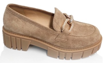 Venizi 131 MOKASYNY NA PLATFORMIE ZAMSZ Khaki 39