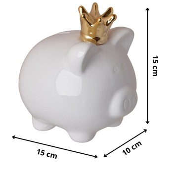 Открывающаяся копилка, керамика, белая, 15х15, бело-золотая