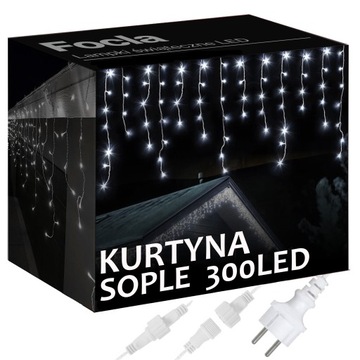 SOPLE 300LED LAMPKI ZEWNĘTRZNE IP44 ŚWIATŁO STAŁE KURTYNA GIRLANDA ŚWIETLNA