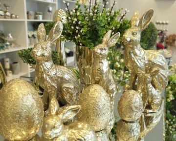 Пасхальная статуэтка, золотое пасхальное яйцо, декорированное яйцо, 18 см.