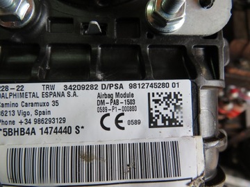 AIRBAG ULOŽENÍ SPOLUJEZDCE 9812745280 CITROEN C3 III