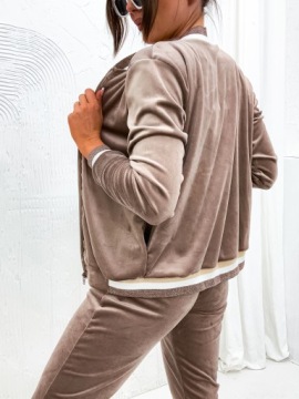 ЖЕНСКИЙ ВЕЛЮРОВЫЙ СПОРТИВНЫЙ КОМПЛЕКТ, СВИТШОТ-БОМБЕР НА МОЛНИИ, ЦВЕТА