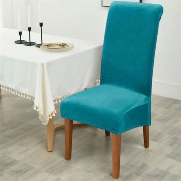 POKROWIEC NA KRZESŁO XXL WELUR PLUSZ ELASTYCZNY ANTYPOŚLIZGOWY TURKUSOWY