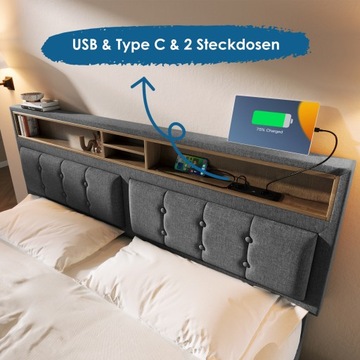 DOPPELPOLSTERBETT MIT 4 SCHUBLADEN UND USB-C-BUCHSE 140X200 CM MIT MATRATZE