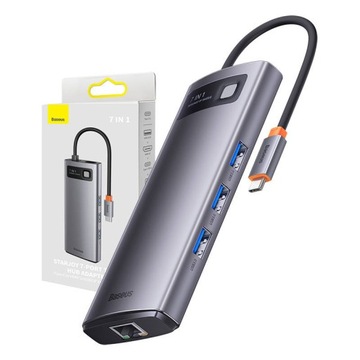 BASEUS UNIWERSALNY HUB 7W1 ADAPTER USB-C 7 PORTÓW WIELOFUNKCYJNY WYTRZYMAŁY