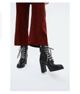 Кожаные ботильоны на высоком каблуке ZARA 39