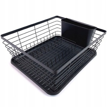 Сушилка LARGE DRYING DRAIN стоячая посуда, тарелки, столовые приборы, черный металл XXL