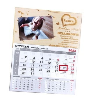 KALENDARZ zdjęcie prezent dzień BABCI DZIADKA GRAWER