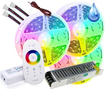 ZESTAW RGBW 15m Taśma LED Wodoodporna Biała Ciepła