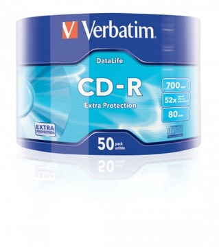 VERBATIM CD-R 700 МБ 52X ДОПОЛНИТЕЛЬНАЯ ЗАЩИТА SP*50 43787