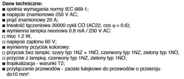 Przycisk bezpieczeństwa z lampką czerwoną