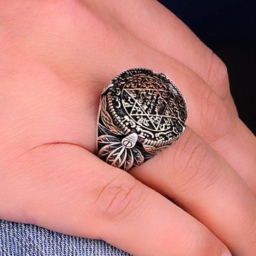 925K Seal of Solomon Silver Men's Ring, Ottoman-Inspired