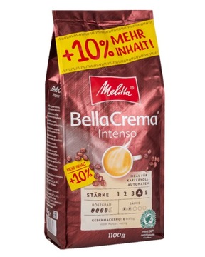 Kawa ziarnista MELITTA BELLACREMA INTENSO 1,1 kg | intensywna Arabica 80%