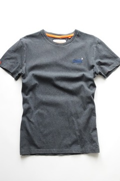 SUPERDRY T-shirt w niebieskim melanżu + logo XS/S