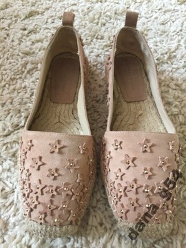 КОЖАНЫЕ ЭСПАДРИЛИ ZARA 37 POWDER BEIGE Nude, НОВИНКА