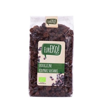 EUREKO EKOLOGICZNE RODZYNKI SUŁTANKI BIO PRZEKĄSKA NIESIARKOWANE 500g