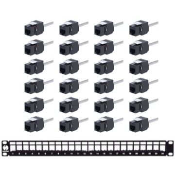 Netrack patch panel keystone 19" 24-portový, Utp, vybavený 24xkeystone jackem