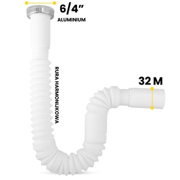 ГИБКИЙ сифон для раковин и умывальников 5/4х32 Сливная труба кухонная Полусифон Белый