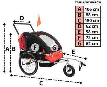 ВЕЛОСИПЕДНЫЙ ПРИЦЕП 3в1 для детей, складной, ФАРЫ, ЗАЖИМ ДЛЯ КОЛЕСА 360°