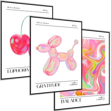3 x PLAKAT 50X70 W STYLU RETRO VINTAGE PRL LATA 70' HOLOGRAFICZNE KOLOROWY