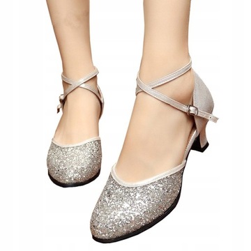 BUTY TANECZNE DO STANDARDU SREBRO 5cm R.42