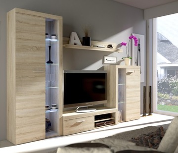 Meblościanka RUMBA meble do salonu komoda witryna