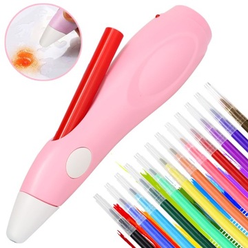 DŁUGOPIS DO MALOWANIA AIRBRUSH ELEKTRYCZNY AEROGRAF + 19 SZABLONY +12 kolor