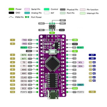 LGT8F328P Nano V3 USB-C, совместимый с Arduino IDE