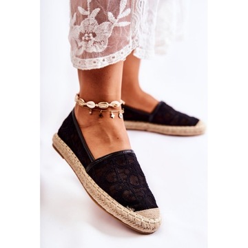 Czarne Tkanina Buty Espadryle S.Barski r.37