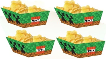 PUDEŁKA NA CHIPSY MINECRAFT CREPEER PIKSEL 4szt