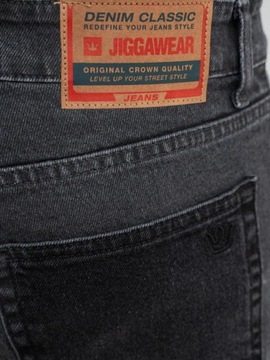 SPODNIE JEANS MĘSKIE REGULARNE DENIM PROSTE Mini Logo JIGGA CZARNE 32