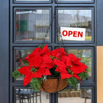 Подвесная рождественская корзина с цветами