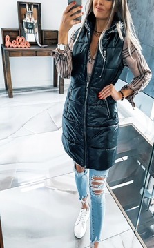 ДЛИННЫЙ СТЕГАНЫЙ ЖИЛЕТ С РУКАВАМИ 36 / 38