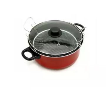 КАСТРЮЛЯ ДЛЯ ЖАРКИ КАРТОФЕЛЯ ФРИ РЫБА КУРИЦА ПОНЧИКИ СИТНО ФРИТЮРНИЦА + КОРЗИНА