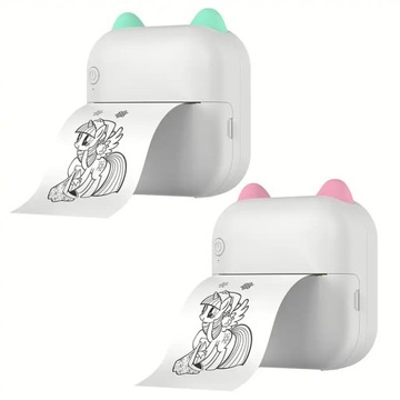 МИНИ-ТЕРМОПРИНТЕР DRUKUŚ МИНИ-КОТ ДЛЯ НАКЛЕЙКИ ФОТОГРАФИЙ + 11 ШТ. РОЛИКОВ