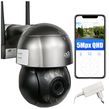 KAMERA BEZPRZEWODOWA OBROTOWA IP WIFI 5MPX ZEWNĘTRZNA 4xZOOM SZARA ONVIF