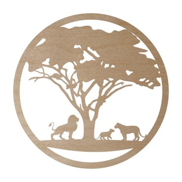 DREWNIANE KOŁO DRZEWO ŻYCIA LWY BAOBAB MECH 60CM