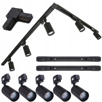 Zestaw 2x Szynoprzewód 1m + łącznik + 5x GU10 LED