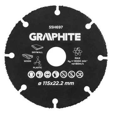GRAPHITE Tarcza HM do drewna/tworzyw 115x22.2mm
